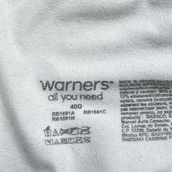 Warners all you need underwire bra 40D Cream - Picture 3 of 3